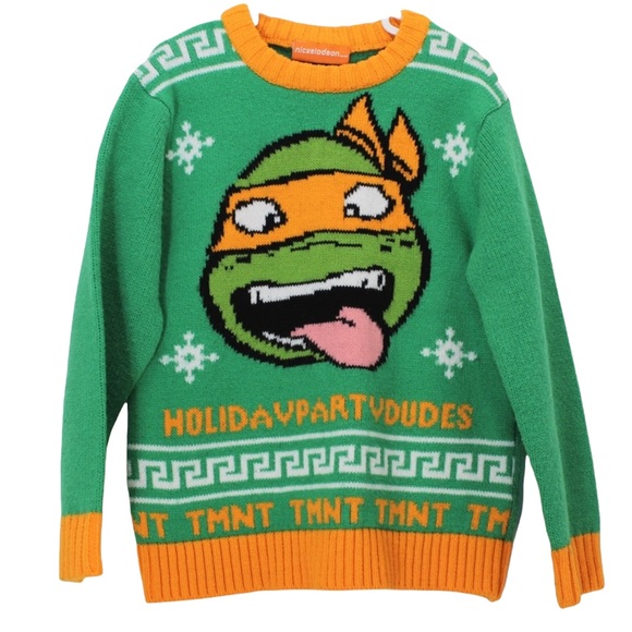 NICKELODEON Teenage Mutant Ninja Turtles TMNT Michelangelo Crewneck Sweater 6x - Picture 1 of 7